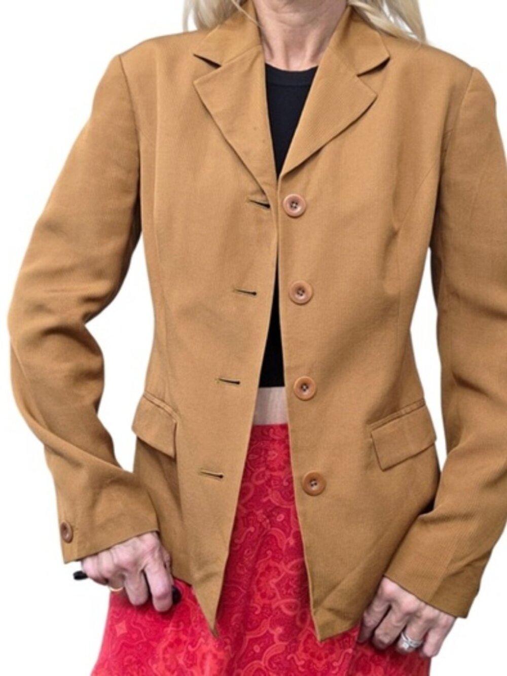 Vintage Y2K August Silk 100% Silk Copper Brown Tailored Blazer Jacket 4